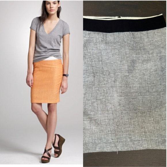 J Crew Ripple Stripe Pencil Skirt Linen Blend in Gray ~ 0 - Picture 1 of 5